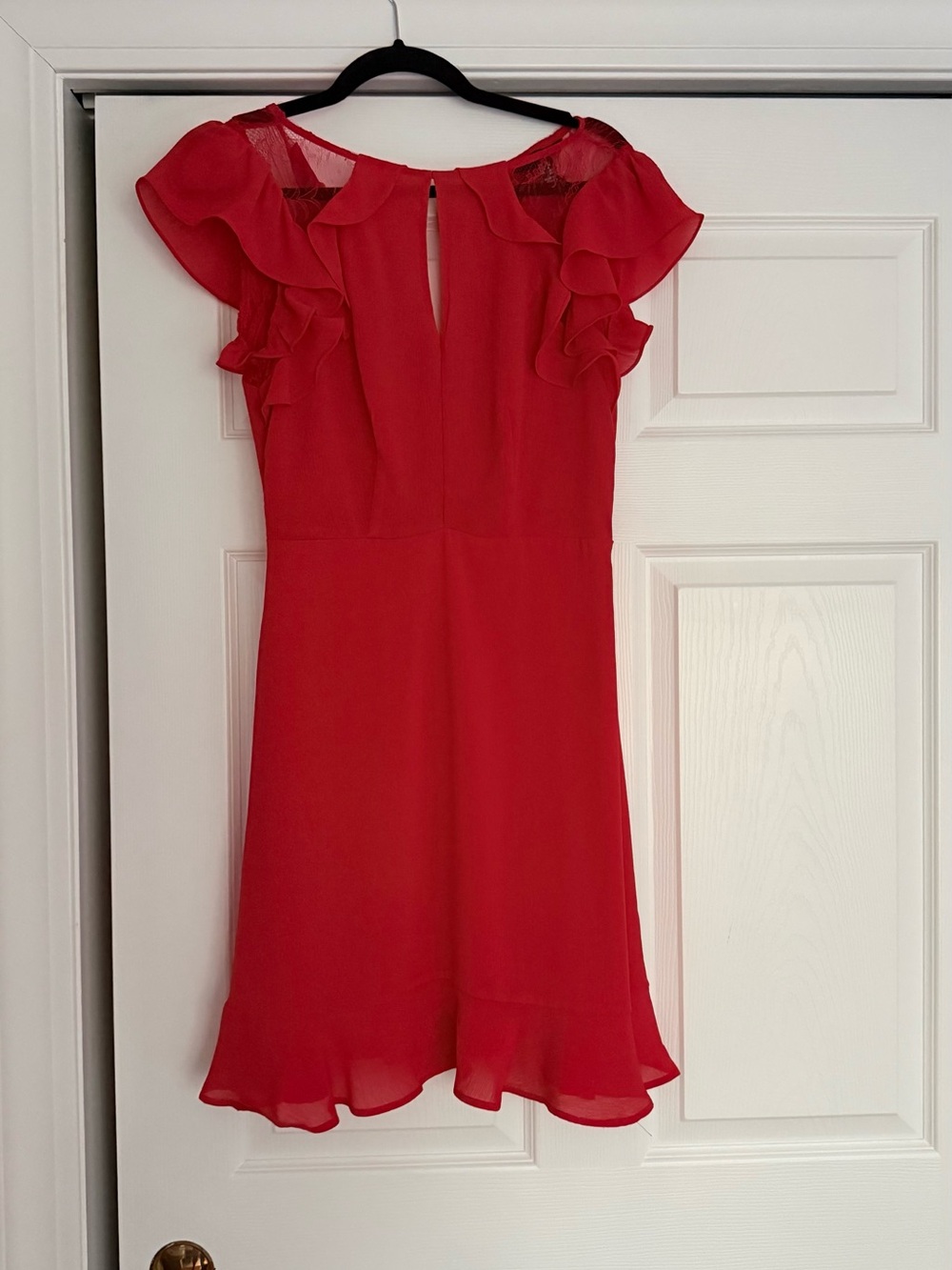 New Look Red Ruffle Sleeve Mini Dress